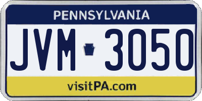 PA license plate JVM3050