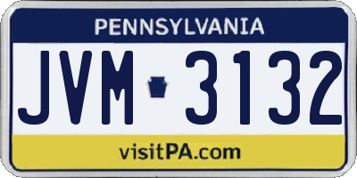 PA license plate JVM3132