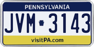 PA license plate JVM3143