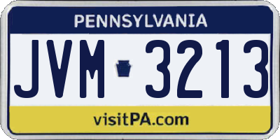 PA license plate JVM3213