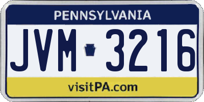PA license plate JVM3216