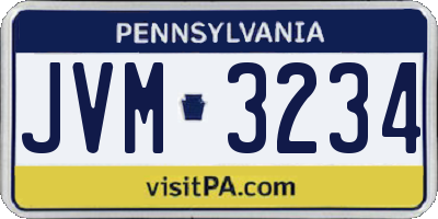 PA license plate JVM3234