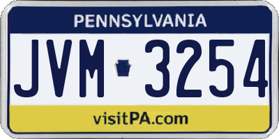 PA license plate JVM3254