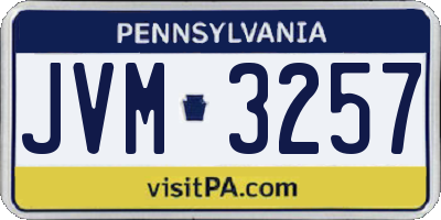 PA license plate JVM3257