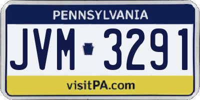 PA license plate JVM3291