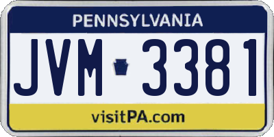 PA license plate JVM3381