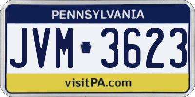 PA license plate JVM3623