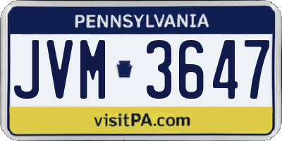 PA license plate JVM3647
