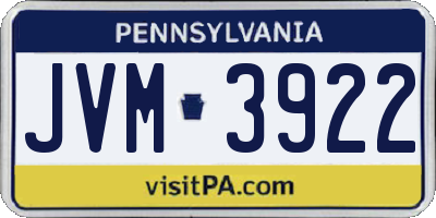 PA license plate JVM3922