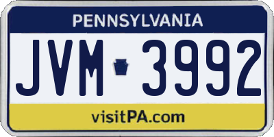 PA license plate JVM3992