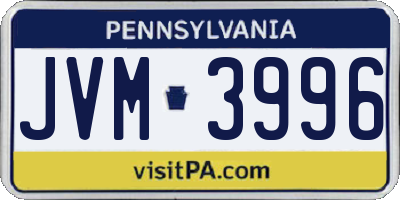 PA license plate JVM3996