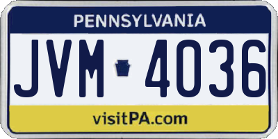 PA license plate JVM4036