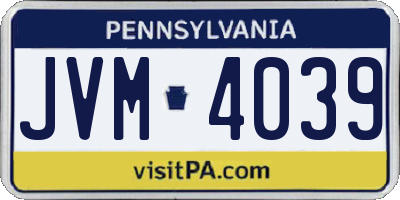 PA license plate JVM4039