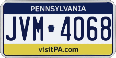 PA license plate JVM4068