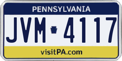 PA license plate JVM4117
