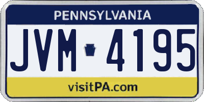 PA license plate JVM4195