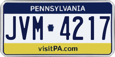 PA license plate JVM4217