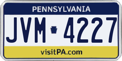 PA license plate JVM4227