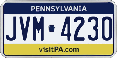 PA license plate JVM4230