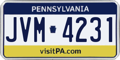 PA license plate JVM4231
