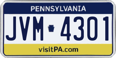 PA license plate JVM4301