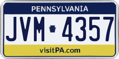 PA license plate JVM4357