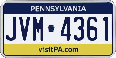 PA license plate JVM4361