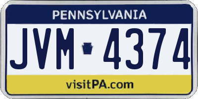 PA license plate JVM4374