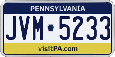 PA license plate JVM5233