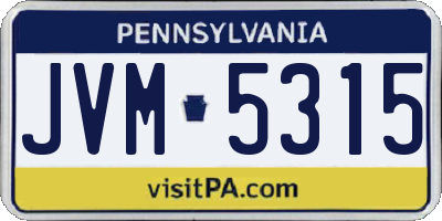 PA license plate JVM5315