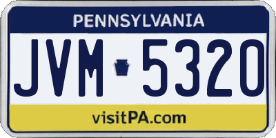 PA license plate JVM5320
