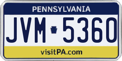 PA license plate JVM5360