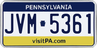 PA license plate JVM5361