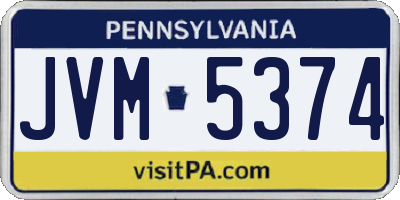 PA license plate JVM5374
