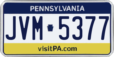 PA license plate JVM5377