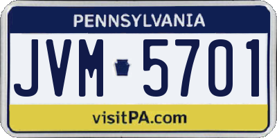 PA license plate JVM5701