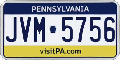 PA license plate JVM5756