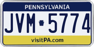 PA license plate JVM5774