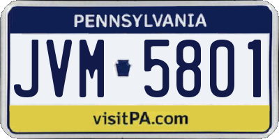 PA license plate JVM5801