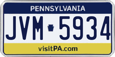 PA license plate JVM5934