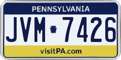 PA license plate JVM7426