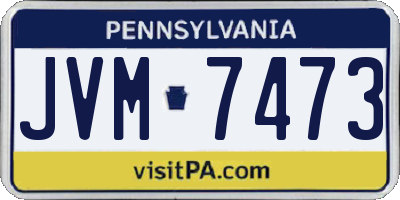 PA license plate JVM7473