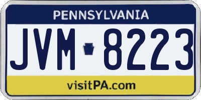 PA license plate JVM8223