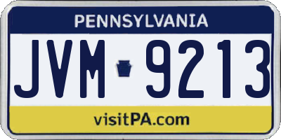 PA license plate JVM9213