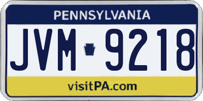 PA license plate JVM9218