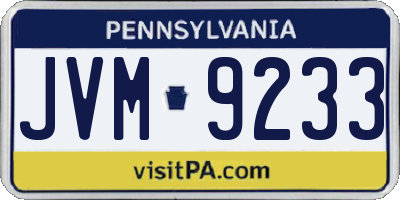PA license plate JVM9233