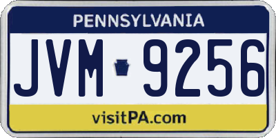 PA license plate JVM9256