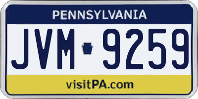 PA license plate JVM9259