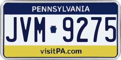 PA license plate JVM9275