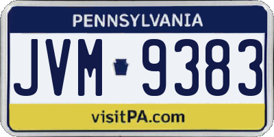 PA license plate JVM9383